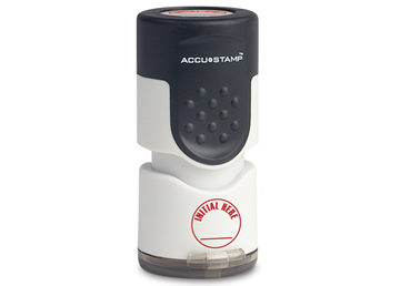 ACCU-STAMP® 1-Color Round Stamp INITIAL HERE Red Ink