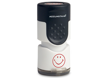 ACCU-STAMP® 1-Color Round Stamp HAPPY FACE Red Ink