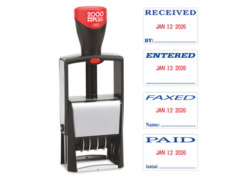 2000 Plus® S360 4-in-1 2-Color Message Dater Blue/Red - RECEIVED PAID ENTERED FAXED