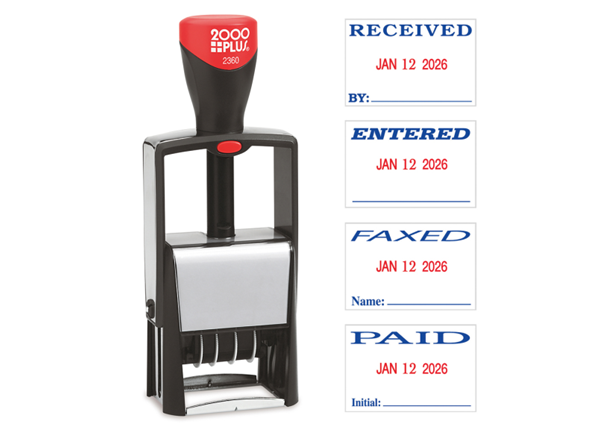 2000 Plus® S360 4-in-1 2-Color Message Dater Blue/Red - RECEIVED PAID ENTERED FAXED