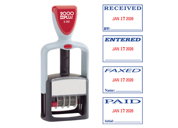 2000 Plus® 2360 4-in-1 2-Color Message Dater Blue/Red - RECEIVED PAID ENTERED FAXED