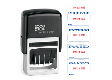 2000 Plus® S260 4-in-1 2-Color Message Dater Blue/Red - RECEIVED PAID ENTERED FAXED