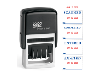 2000 Plus® S260 4-in-1 2-Color Message Dater Blue/Red - ENTERED SCANNED EMAILED COMPLETED